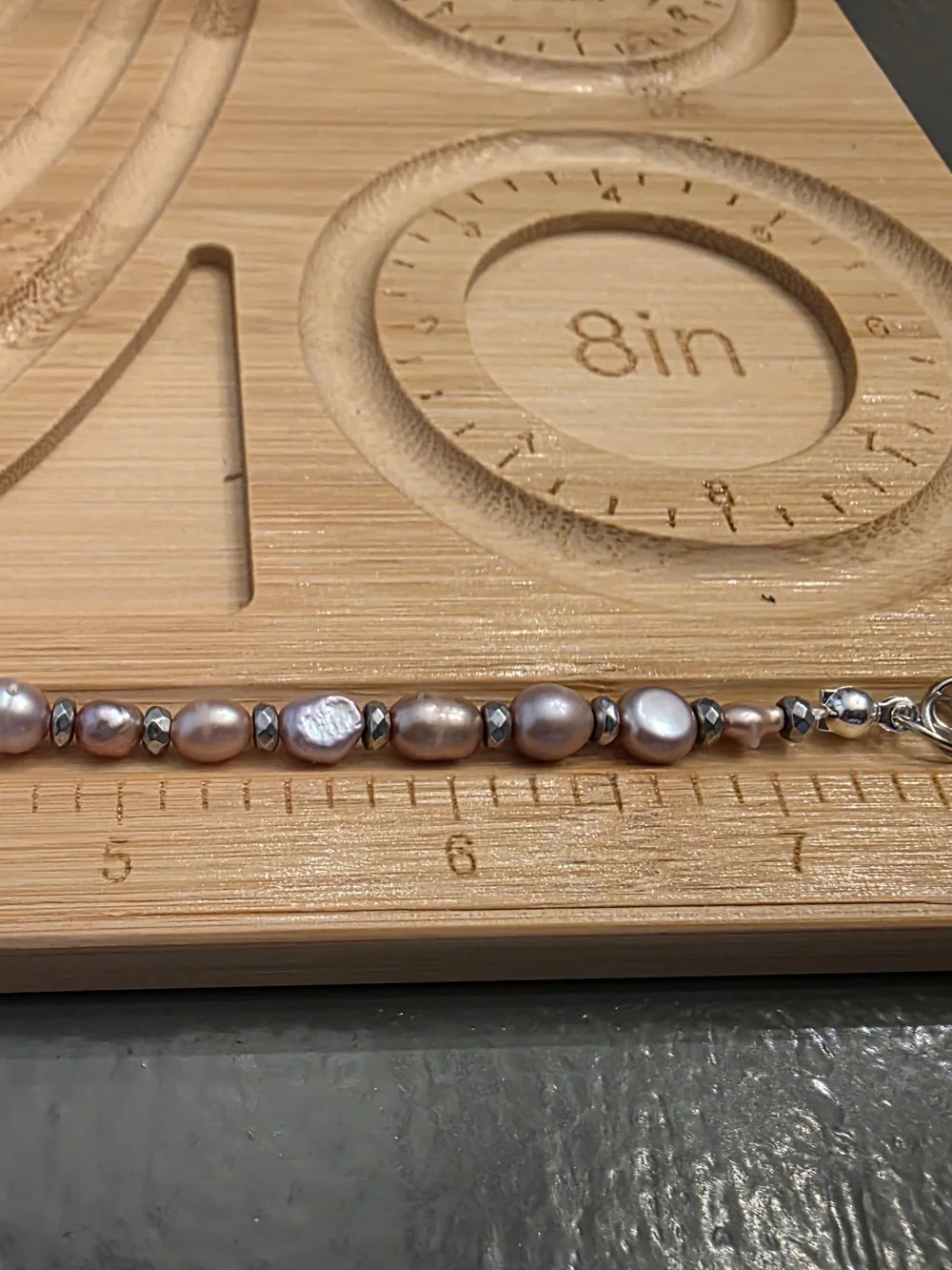 Freshwater Pearl Bracelet in Lavender Pink with Silver Accents